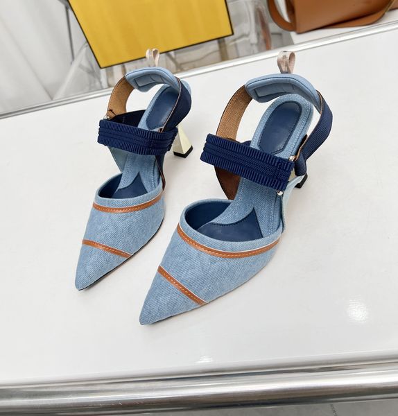 

vertigo women f colibri sandal blue denim dress shoes high heels pumps pointed toe ankle strap slingback satin stiletto 8cm luxury designer, Black