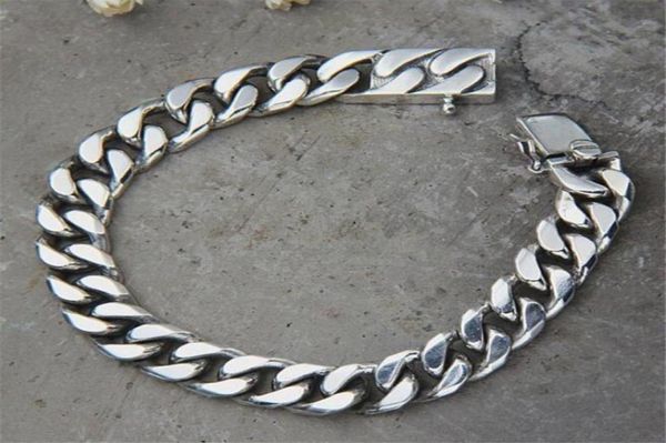 

miami cuban chain bracelet men 925 sterling silver curb chain link bracelet biker hippie hip hop men jewelry party gifts99826443567549, Golden;silver