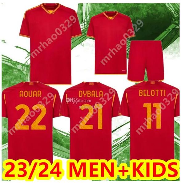 

23 24 dybala romas soccer jerseys maglia pellegrini belotti celik abraham 2023 2024 football shirts mancini kumbulla men kids kit el shaaraw, Black;yellow