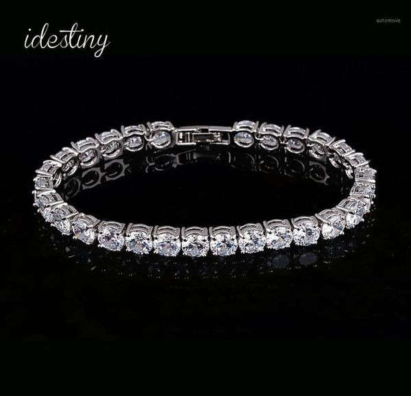 

1111 tennis bracelet for woman with charm 6mm round cubic zirconia pulseira classic wedding jewelry lady bracelet11697534, Black