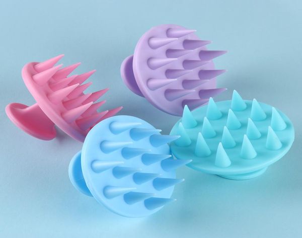 

new fashion dish brush silicone shampoo scalp hair massager clean brush bath shower hair cleaning brush comb 4 colors4636241, Silver