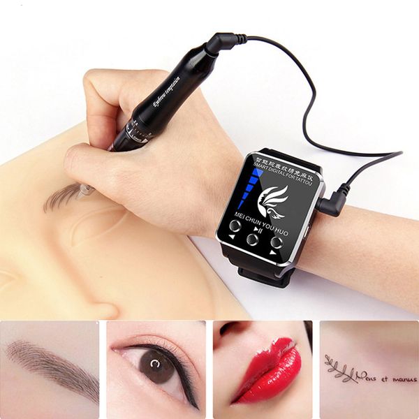 

face care devices smart watch tattoo machine protable permanent makeup handle tool gun eyebrow lip eyeliner micro 0 18mm 0 25 1rl needle 230