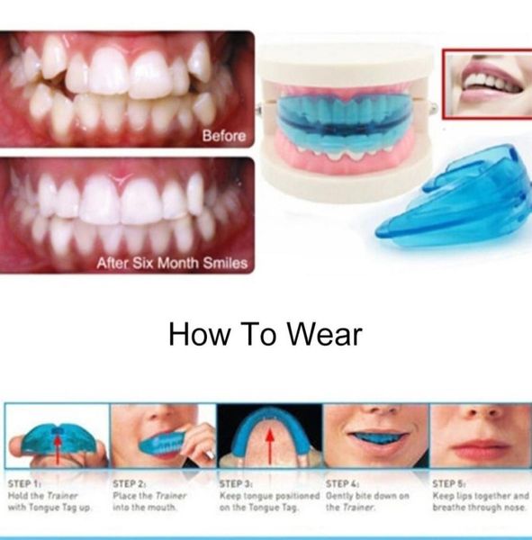 

1pc dental tooth orthodontic appliance trainer with denture case teeth alignment braces protector silicone corrector mouth guard f9191116