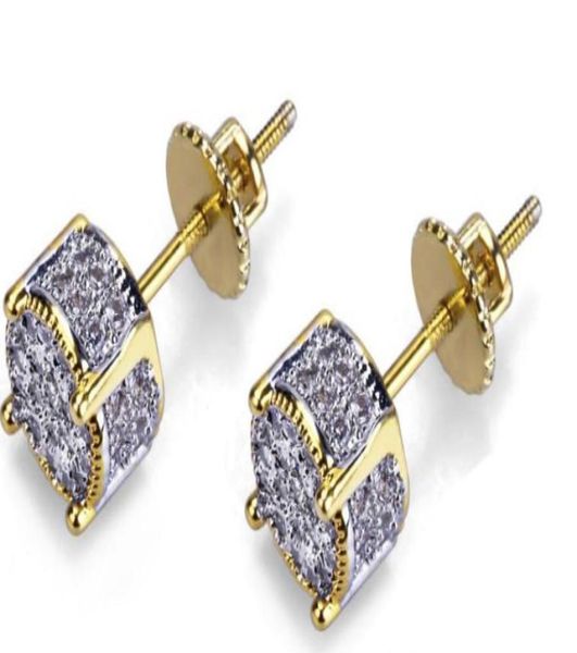 

designer earrings luxury jewelry fashion women mens earrings hip hop diamond stud earings iced out bling cz rock punk round weddin4776072, Golden;silver