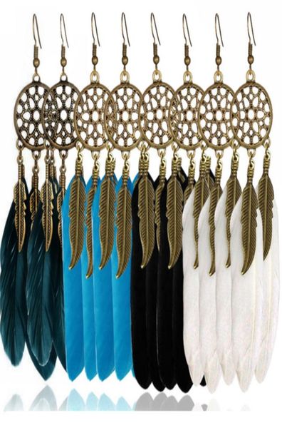 

1 pair smart ethnic bohemian net feather earrings vintage jewelry for woman and girl8156398, Silver
