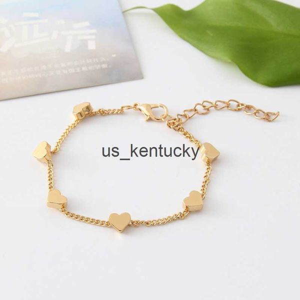 

charm bracelets new fashion simple heart bracelet for women girl accessories fine fashion jewelry wedding party gift 2023 trend gift r230718, Golden;silver