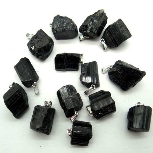 

whole selling natural stone black tourmaline repair ore can be used pendant for diy jewelry making necklace 50pcs4059463, Silver