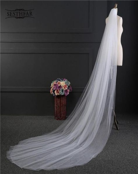 

new arrival white ivory 3m bridal veils whole cathedral long wedding accessories onelayer cut ege simp 2017 hair accessory re3121371, Black
