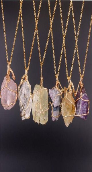 

pretty nature stone pendants amethyst rose quartz white crystal lemon crystal fluorite charms stone for necklace 1027494, Silver