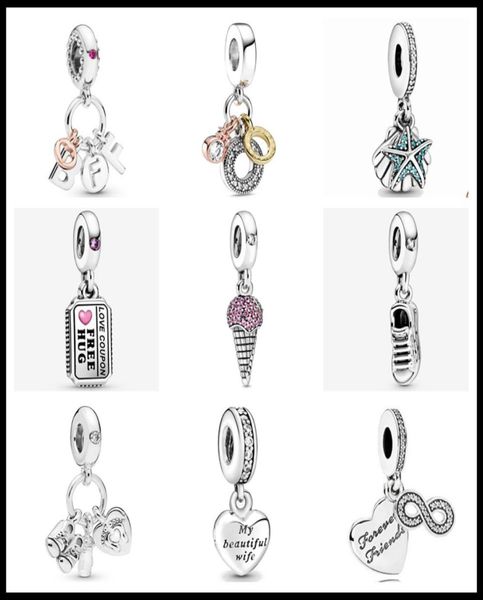 

925 silver fit charm 925 bracelet love coupon ice cream forever friends dangle charms set pendant diy fine beads jewelry6549664, Bronze;silver