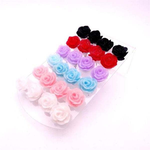 

fashion multicolor resin glittering rose earring flower stud earrings for women mix colors c39110545, Golden;silver