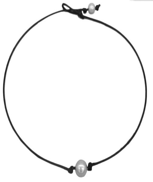 

20pcslot fashion knot pearl necklace leather cord necklace jewelry selling women039s whole choker necklace6949881, Silver