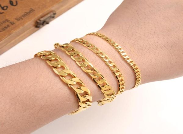 

21cm gold link chain bracelets for man women gold color for pendant flat donot fade jewelry wedding party gifts8862709, Golden;silver