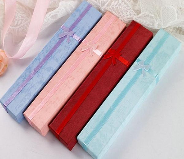 

24pcslot elegant bowknot long necklace bracelet display storage case jewelry gift box76336867927109, Black;white