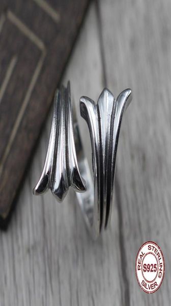 

s925 men039s sterling silver rings personality retro classic punk style cross the tail flower open ring send a gift to love2080476
