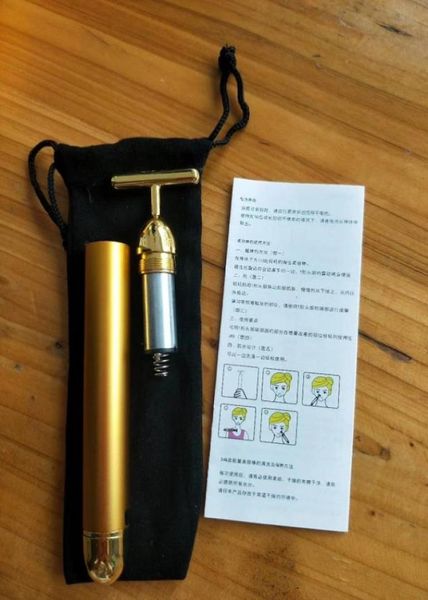 

energy beauty bar 24k gold pulse firming massager facial roller massager derma skincare wrinkle treatment face massager with box 05445865