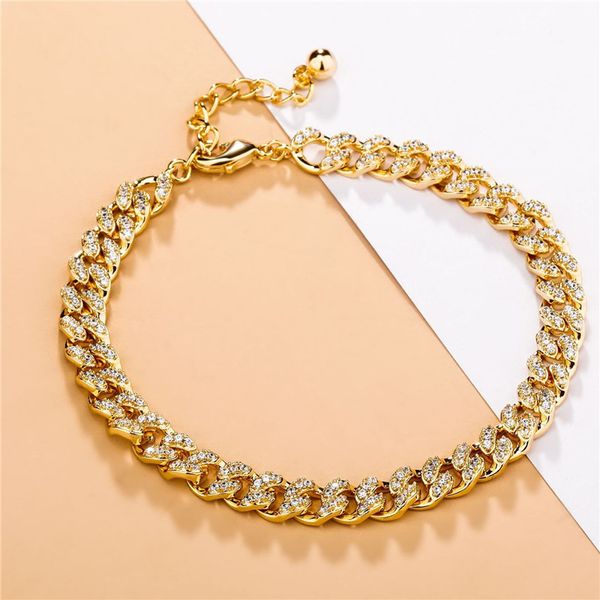 

5mm 18k gold cuban link chain mens bracelet desinger south american aaa cubic zirconia diamond man bracelets bangles fashion silver chains h, Black