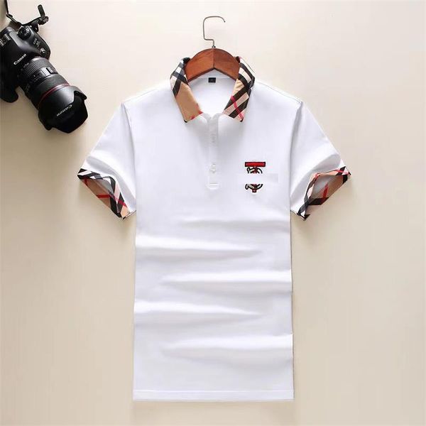 

2023lapel short sleeve men's high-grade t-shirt men's checked polo men's fashion casual base shirt breathable business half s, Black;brown