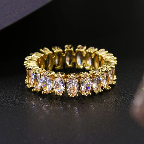 

fashion luxury cubic zirconia engagement rings for women marquise crystal wedding ring party jewelry gift, Slivery;golden