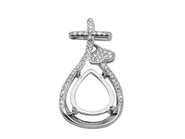

beadsnice sterling silver blank pendant cabochon setting tray women jewelry handmade necklace pendant fit 9x14mm teardrop stone id9732866, Slivery;crystal