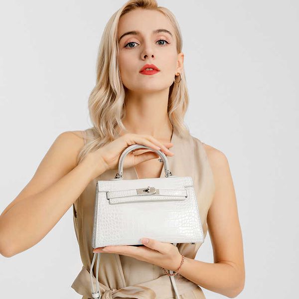 

designer kelys tote bag 2023 new crocodile pattern mini bag second generation handbag one shoulder oblique straddle women's small squar