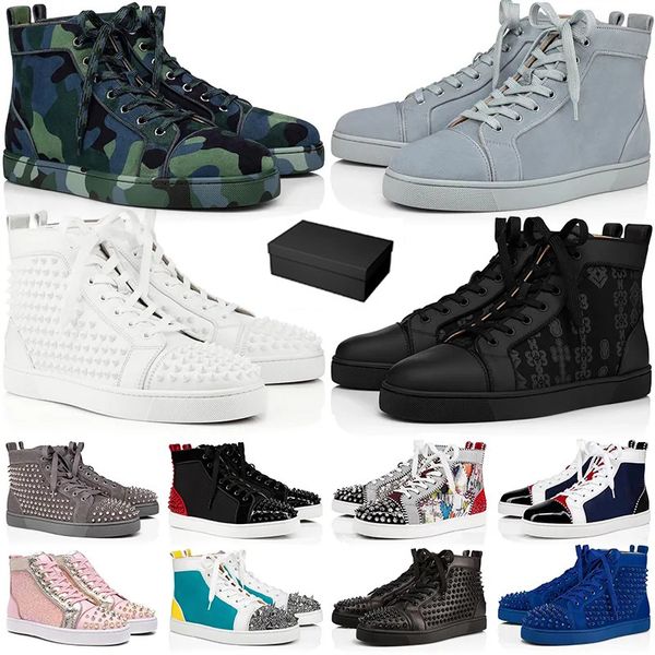 

with box 2023 red bottoms men women designer shoes luxury sneakers high low black white cool grey pink dark blue multi color mens trainers f