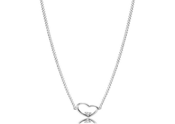 

new 100 925 sterling silver asymmetric heart of love necklace clear cz valentine039s day original fashion jewelry 397797cz2528231