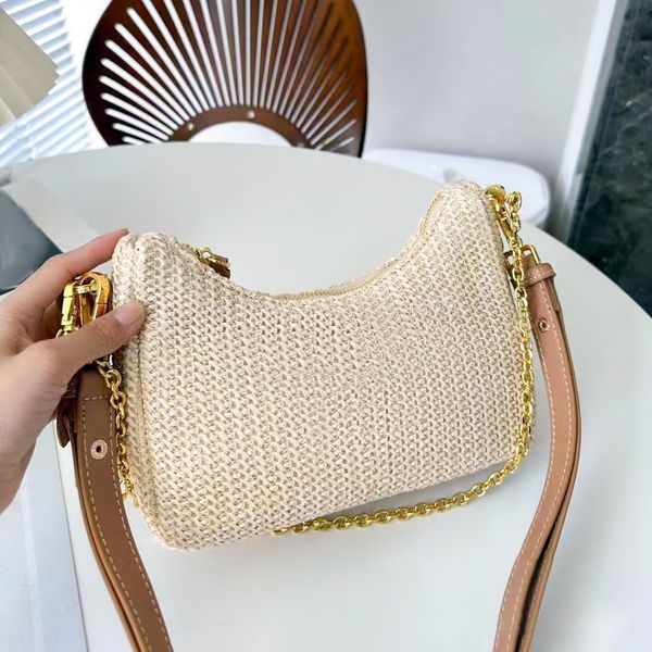 

luxury straw weave gym shoulder underarm travel bag womens designer triangle clutch crossbody beach satchel bags mens handle raffias tote ha
