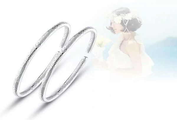 

925 stamped silver bracelets charm bracelet carven design bohemian style lucky blessing bangle new arrival3337981, Black