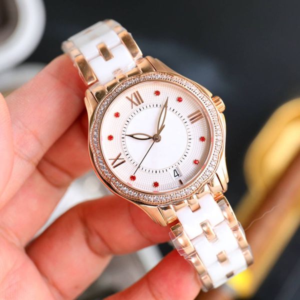 

watches fashion women's watches japanese quartz movement 35mm diamond bezel sapphire pink women's watch stainless steel strap watc, Slivery;golden