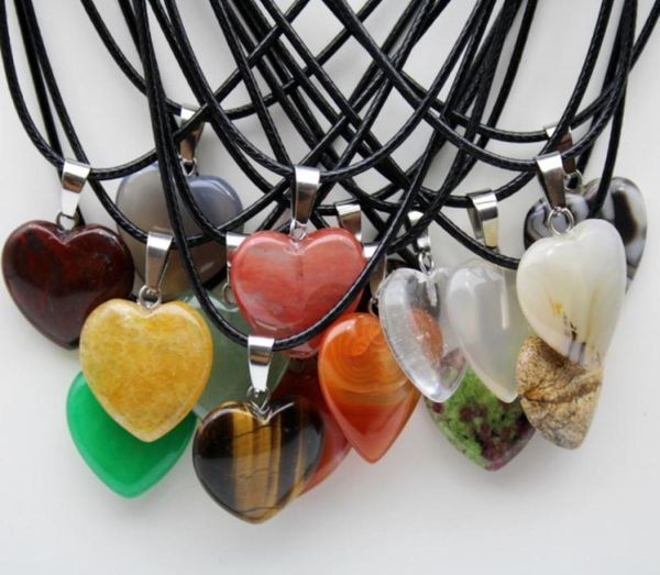

natural stone heart pendant quartz crystal agates turquoises malachite stone for jewelry making necklace9994287, Silver