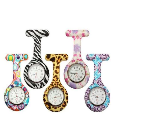 

nurse watch doctor quartz watches jewelry silicon batteries zebra leopard prints pocket kids gift watches 11 colors yl3526939665, Red;brown