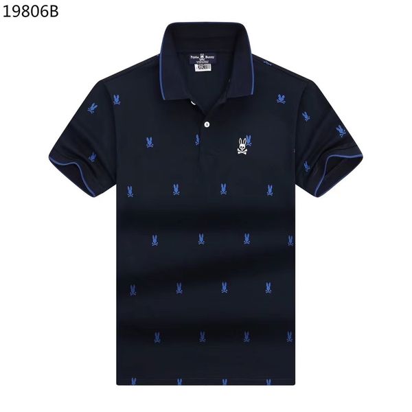 

mens fashion polo shirt psycho bunny printed animal summer polo short sleeve brand couple cotton casual t shirt, White;black