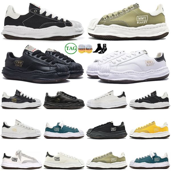 

mmy blakey maison mihara yasuhiro designer casual shoes leather canvas low platform sneakers triple black white yellow green 36-46