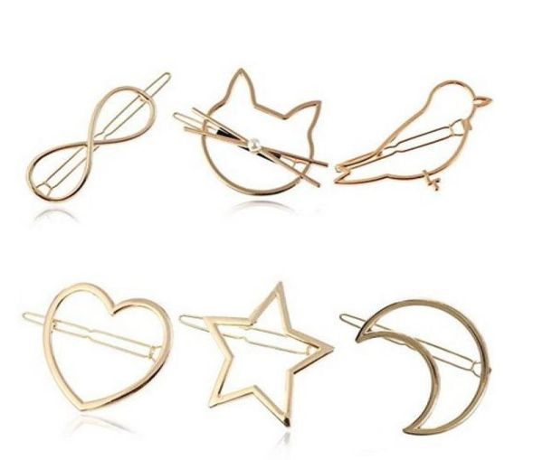 

bird hair clip clamps girls ladies dainty gold silver cut out bird shape geometric metal hairpin hair clip7107483, Golden;silver