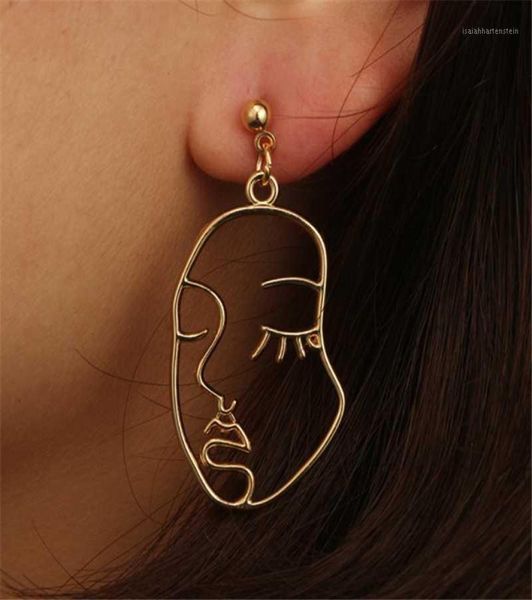 

ailodo face earrings 2020 women punk gold abstract human face earrings unique design party banquet dangle 19nov5012990368, Silver