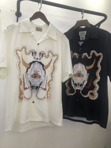

men's t shirts 2023 oversized wacko maria hawaii beach shirts men women snake and wolf head pattern tees short sleeve shirt 230717, White;black