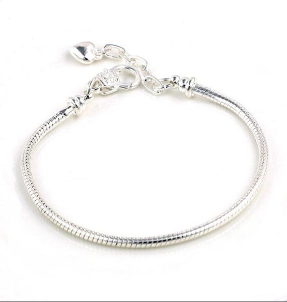 

chain bracelets with love smooth clips fit beads jewelry diy 19+0.3cm ps12882821752, Golden;silver