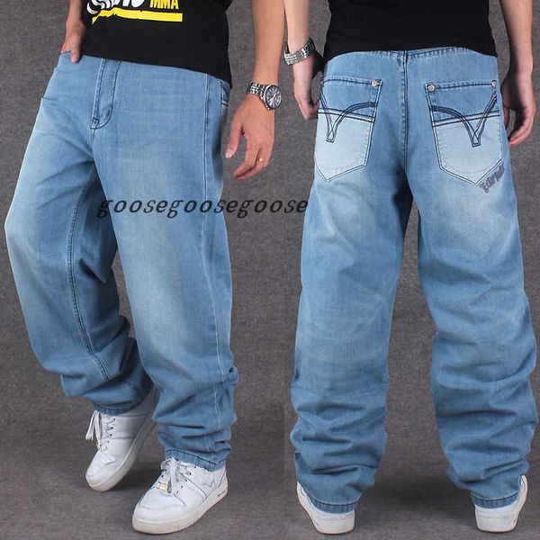 

wholesale-2016 new fashion brand men's jeans hiphop hip- hop clothes washed jeans casual loose pants plus fertilizer xl, Blue