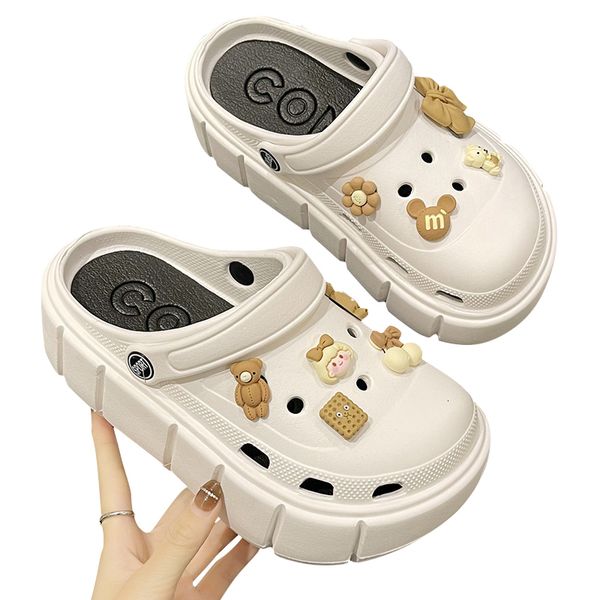 

slippers shevalues summer women heels slippers outdoor platform clogs sandals female eva light non-slip home slides flip flop garden shoe 23, Black