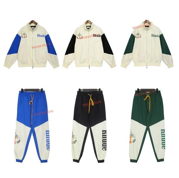 

30% off~ men's hoodies sweatshirts hoodie mens rhude designer jacket hoodies rhude sunset english splicing contrast for men and women c, Black