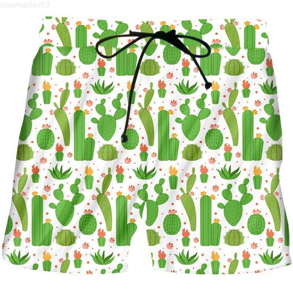 

men's shorts ifpd 3d shorts plant cactus printed men's summer beach shorts causual funny harajuku plus size comfortable short pant, White;black
