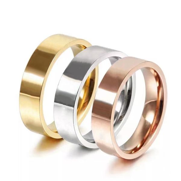 

designer titanium steel ring 6mm gold rose silver men's and women's couples rings present gathering engagement high202p