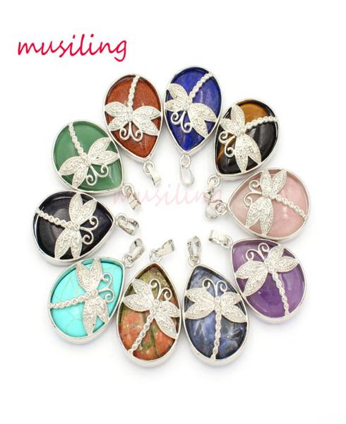 

dragonfly water drnatural stone pendants pendulum silver plated charms crystal fashion jewelry for women1533794
