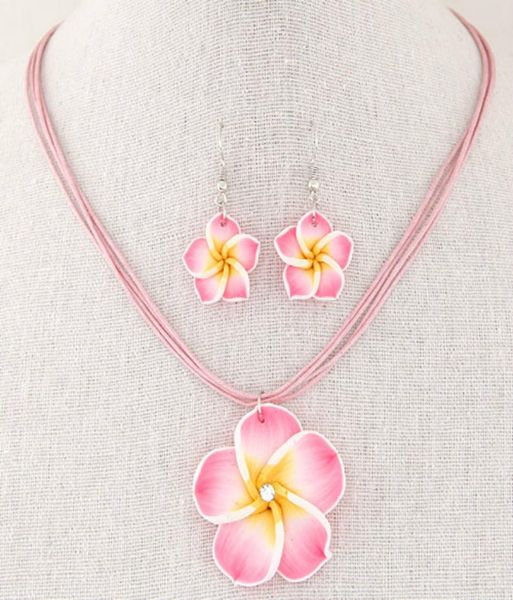 

fashion sweet and rich flowers wax rope temperament necklace earrings set necklace set5257926, Silver