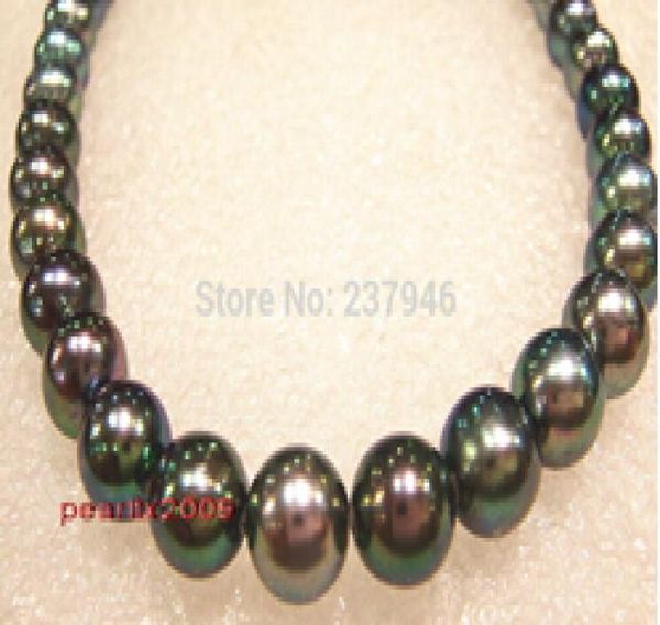 

fast new fine pearl jewelry 19inches 1011mm natural south sea black peacock green pearls necklace 14k gold1119840