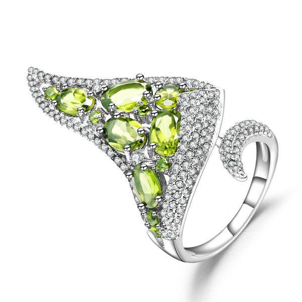 

band rings for women italian craftsman's open-end ring with exaggerated personality and luxurious 925 silver natural olivine ring