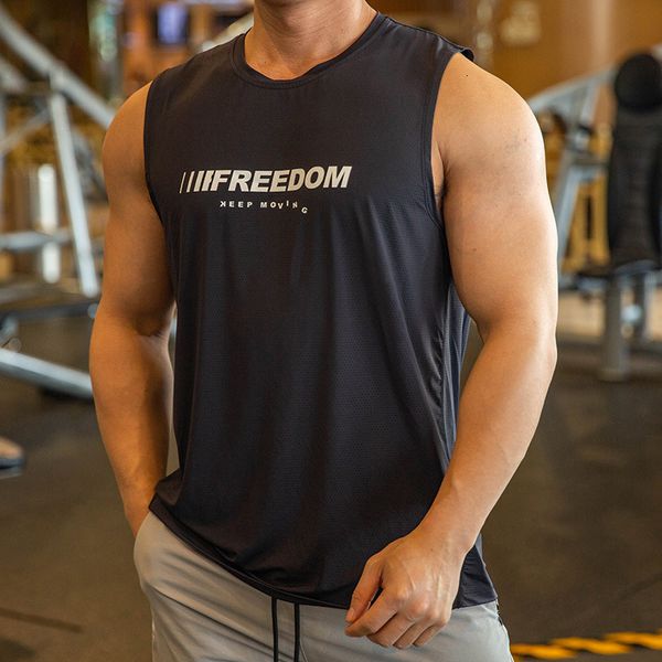 

men' tank men' fitness gym tank men sleeveless shirt male breathable sports letter vest undershirt running 230717, White;black