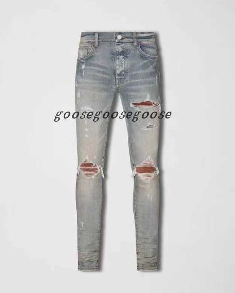 

men's jeans cool rips stretch designer jeans distressed ripped biker slim fit washed motorcycle denim men s hip hop fashion man pants 0, Blue