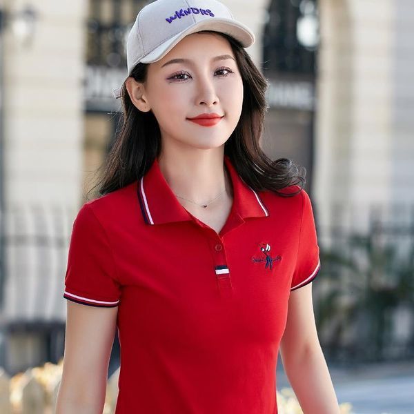 

women's polos m4xl womens polo shirts summer short sleeve turndown collar solid loose casual simplicity female tees ladies clothes hw2, White